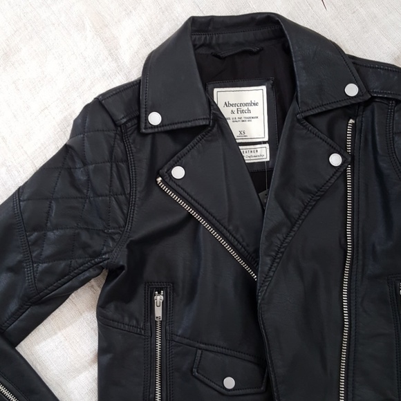 NWT A&F Faux Leather Biker Jacket - Picture 5 of 8